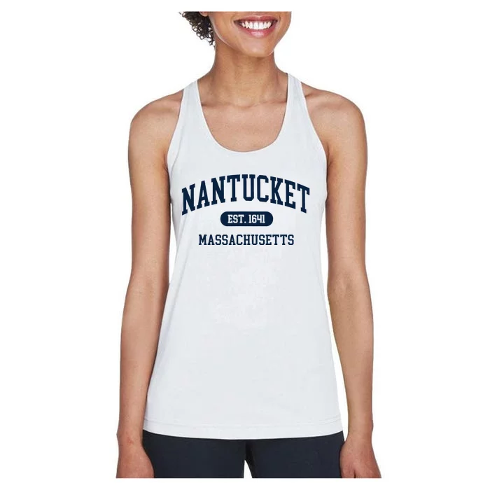 Nantucket Est 1641 Massachusetts MA Retro Varsity Style Women's Racerback Tank