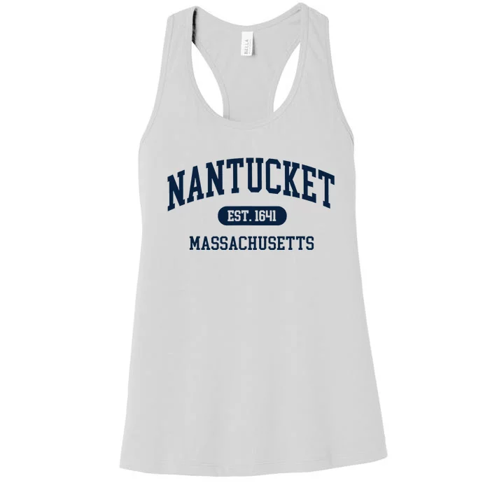 Nantucket Est 1641 Massachusetts MA Retro Varsity Style Women's Racerback Tank