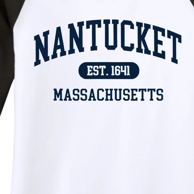 Nantucket Est 1641 Massachusetts MA Retro Varsity Style Women's Tri-Blend 3/4-Sleeve Raglan Shirt