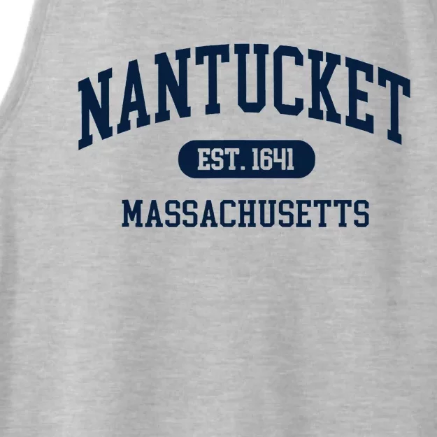 Nantucket Est 1641 Massachusetts Ma Retro Varsity Style Ladies Tri-Blend Wicking Tank