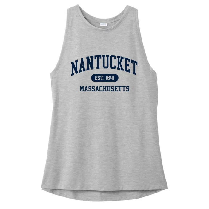 Nantucket Est 1641 Massachusetts Ma Retro Varsity Style Ladies Tri-Blend Wicking Tank