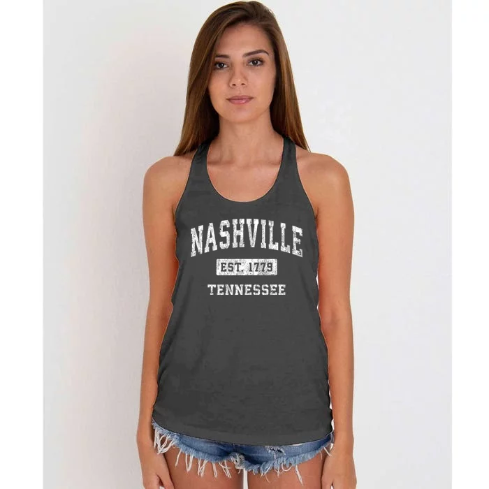 Nashville Est 1779 Tennessee Tn Vintage Established Sports Design Women's Knotted Racerback Tank