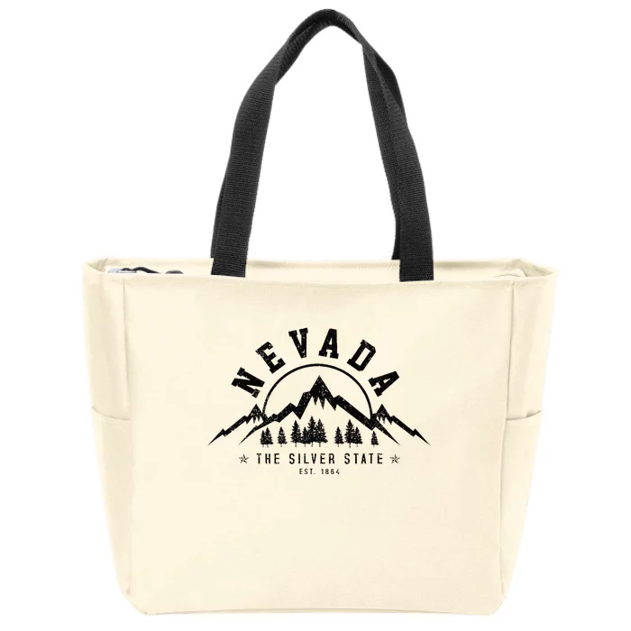 Nevada Est. 1864 Vintage Mountains Nature Outdoor Gift Zip Tote Bag