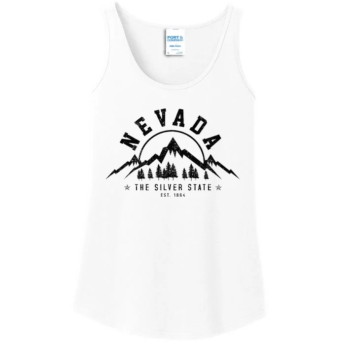 Nevada Est. 1864 Vintage Mountains Nature Outdoor Gift Ladies Essential Tank