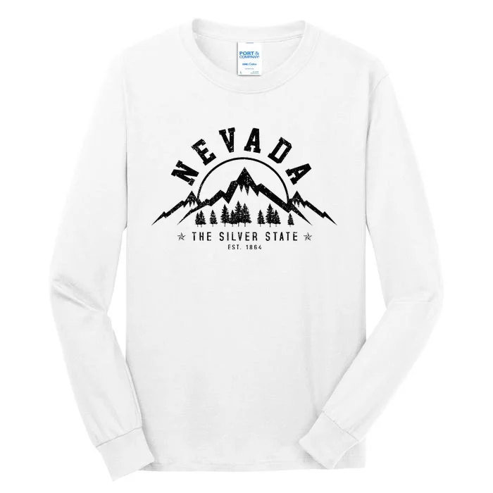 Nevada Est. 1864 Vintage Mountains Nature Outdoor Gift Tall Long Sleeve T-Shirt