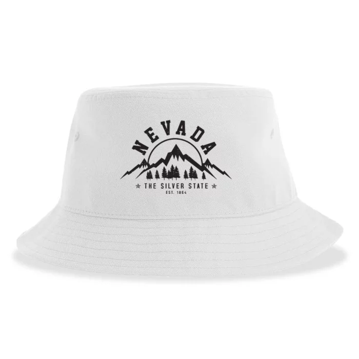 Nevada Est 1864 Vintage Mountains Nature Outdoor Gift Sustainable Bucket Hat