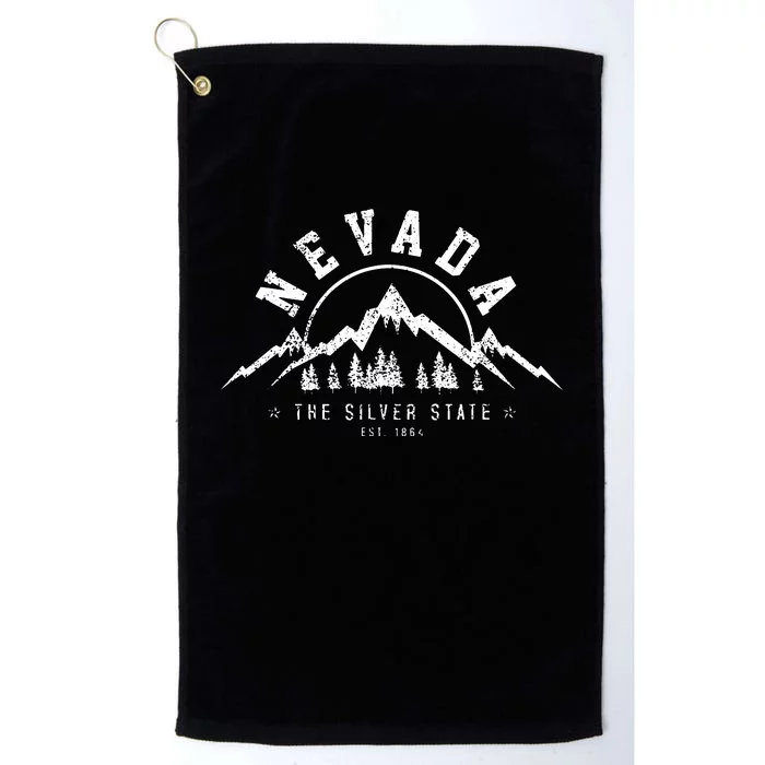 Nevada Est 1864 Vintage Mountains Nature Outdoor Gift Platinum Collection Golf Towel