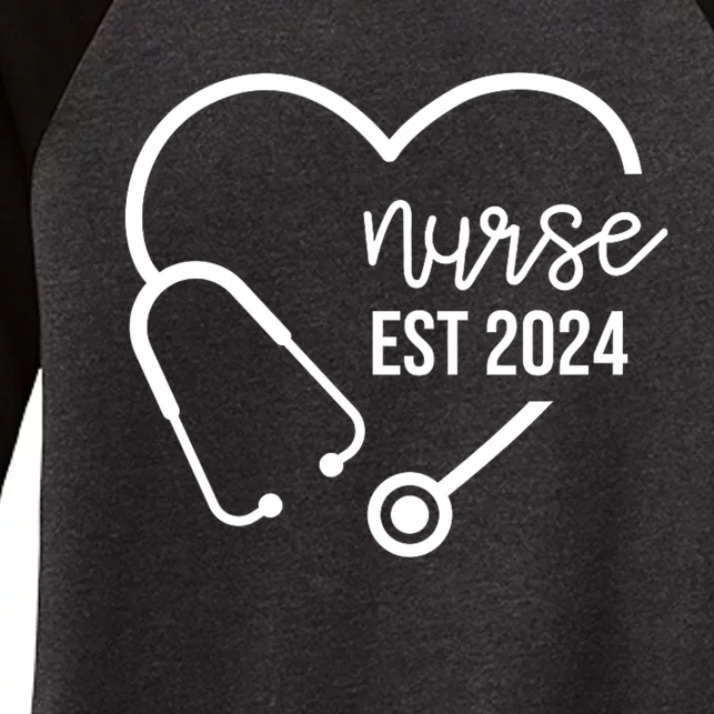 Nurse Est 2024 Rn Nursing School Graduation Graduate Women's Tri-Blend 3/4-Sleeve Raglan Shirt