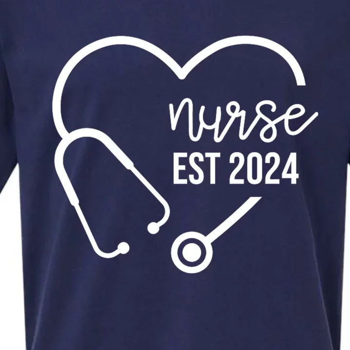 Nurse Est 2024 Rn Nursing School Graduation Graduate Sueded Cloud Jersey T-Shirt