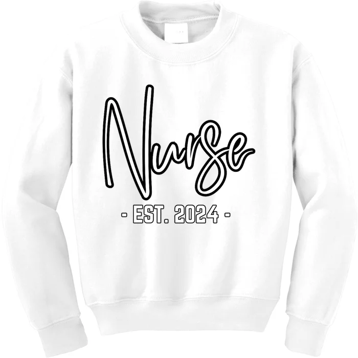 Nurse Est 2024 Rn Nursing School Graduation Graduate Student Kids Sweatshirt