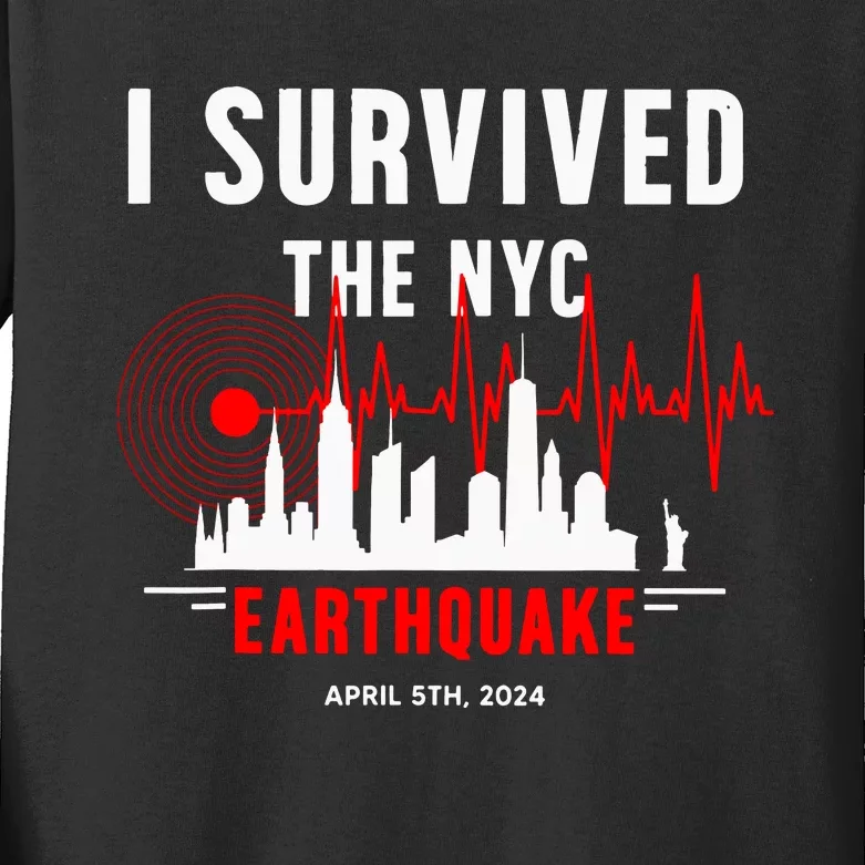 Nyc Earthquake 2024 New York City Earthquake I Survived Kids Long Sleeve Shirt