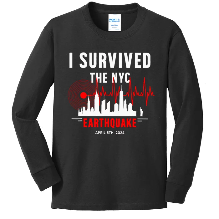 Nyc Earthquake 2024 New York City Earthquake I Survived Kids Long Sleeve Shirt