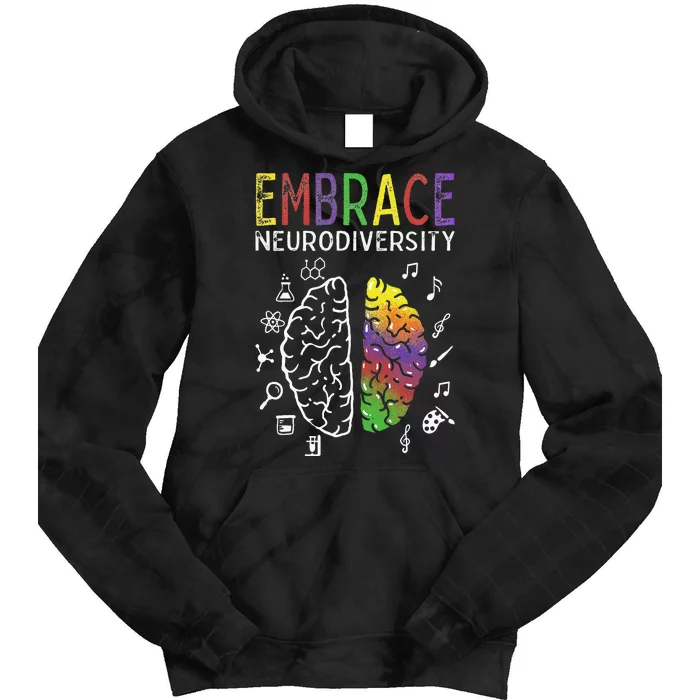 Neurodiversity Embrace ADHD Autism ASD Brain Tie Dye Hoodie