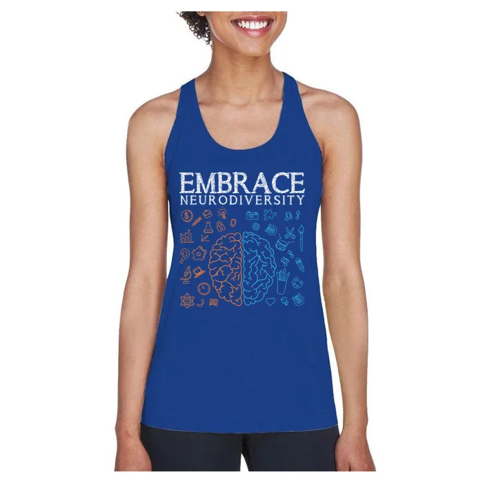 Neurodiversity Embrace Adhd Autism Asd Autism Awareness Day Gift Women's Racerback Tank