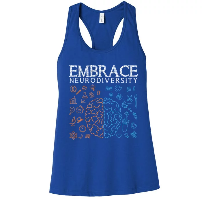 Neurodiversity Embrace Adhd Autism Asd Autism Awareness Day Gift Women's Racerback Tank