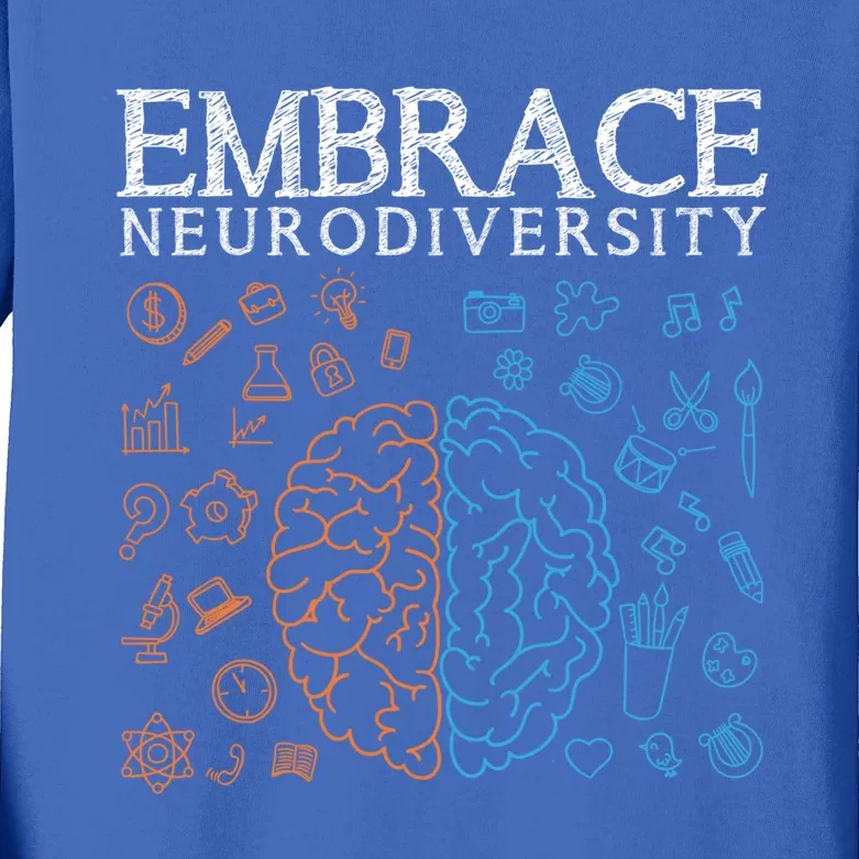 Neurodiversity Embrace Adhd Autism Asd Autism Awareness Day Gift Kids Long Sleeve Shirt