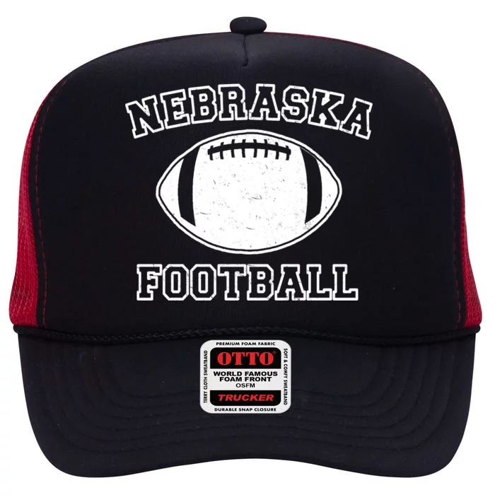 Nebraska Football Vintage Distressed High Crown Mesh Trucker Hat