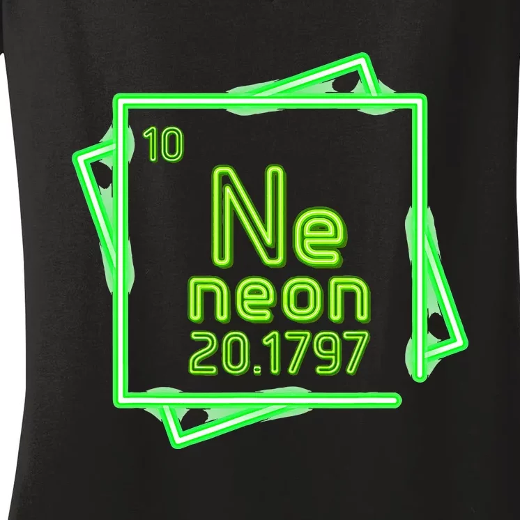 Neon Element Chemistry Periodic Table Science Nerd Women's V-Neck T-Shirt