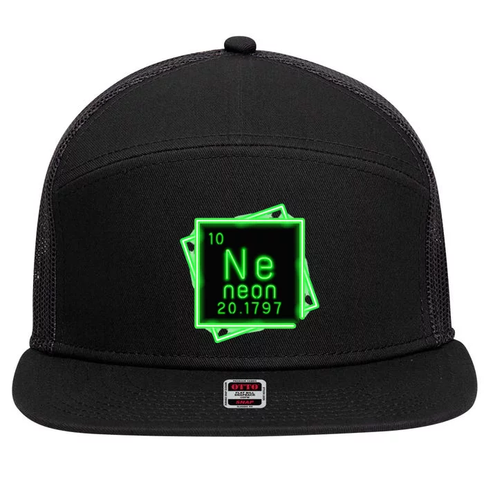 Neon Element Chemistry Periodic Table Science Nerd 7 Panel Mesh Trucker Snapback Hat