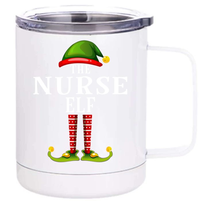 Nurse Elf Christmas Matching Family Group Pjs Cute Gift Front & Back 12oz Stainless Steel Tumbler Cup