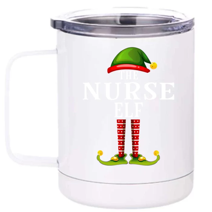 Nurse Elf Christmas Matching Family Group Pjs Cute Gift Front & Back 12oz Stainless Steel Tumbler Cup