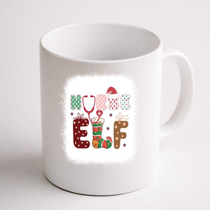 Nurse Elf Christmas Stethoscope Nurses Xmas Pajamas Gift Front & Back Coffee Mug