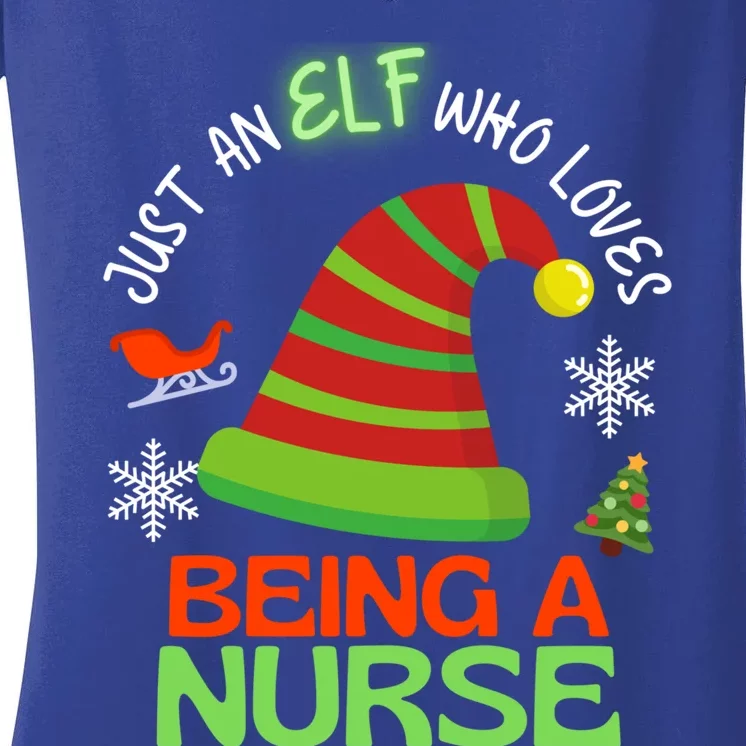 Nurse Elf Christmas Party Matching Family Gift Women's V-Neck T-Shirt