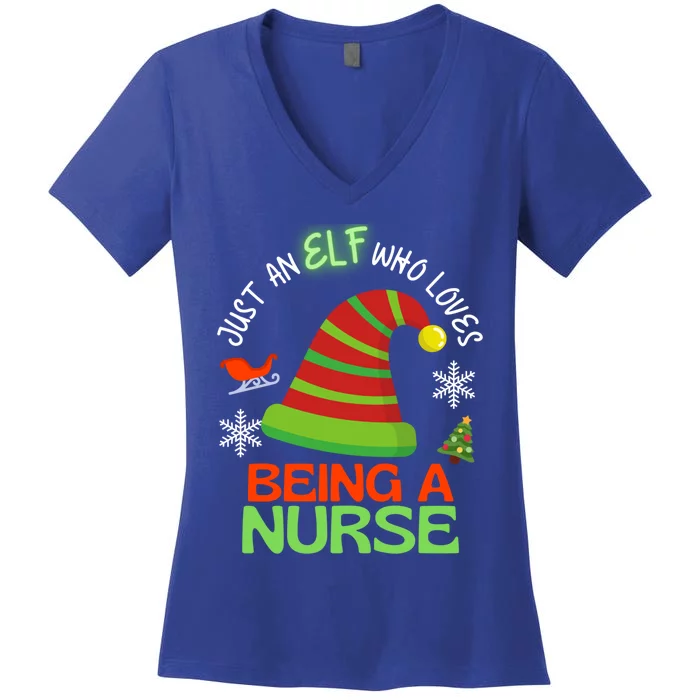 Nurse Elf Christmas Party Matching Family Gift Women's V-Neck T-Shirt