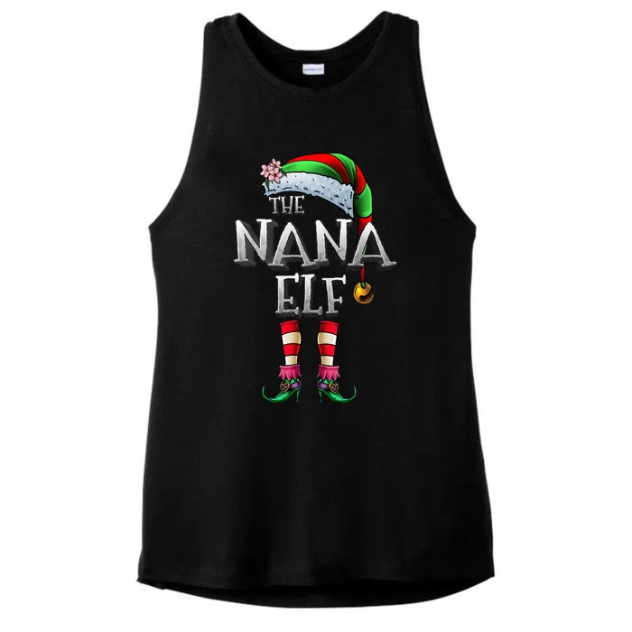 Nana Elf Christmas Family Festive Gift Ladies Tri-Blend Wicking Tank