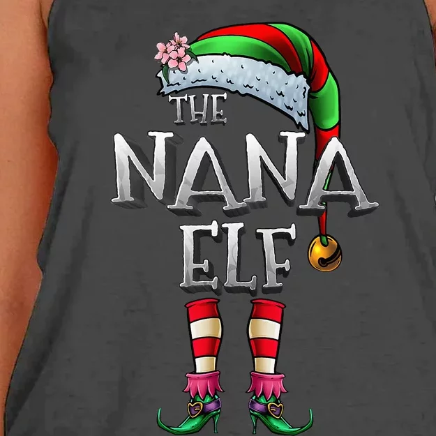 Nana Elf Christmas Family Festive Gift Women's Knotted Racerback Tank