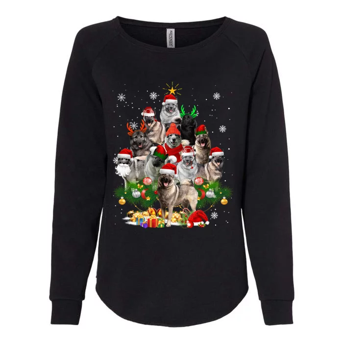 Norwegian Elkhound Christmas Tree Lights Funny Dog Xmas Gift Womens California Wash Sweatshirt