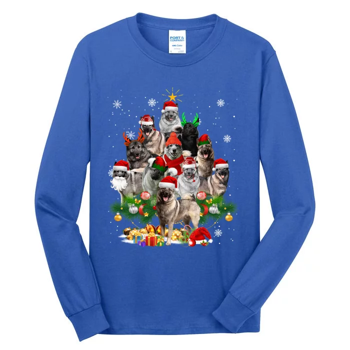 Norwegian Elkhound Christmas Tree Lights Funny Dog Xmas Gift Tall Long Sleeve T-Shirt