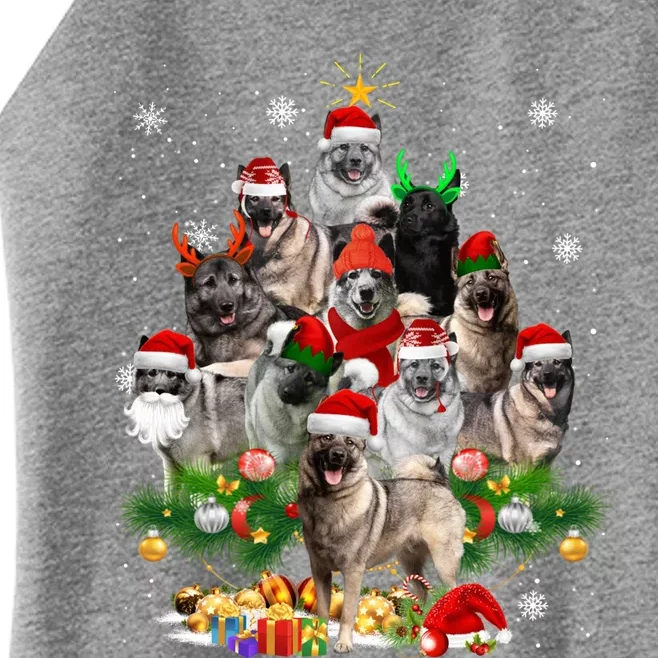 Norwegian Elkhound Christmas Tree Lights Funny Dog Xmas Gift Women’s Perfect Tri Rocker Tank