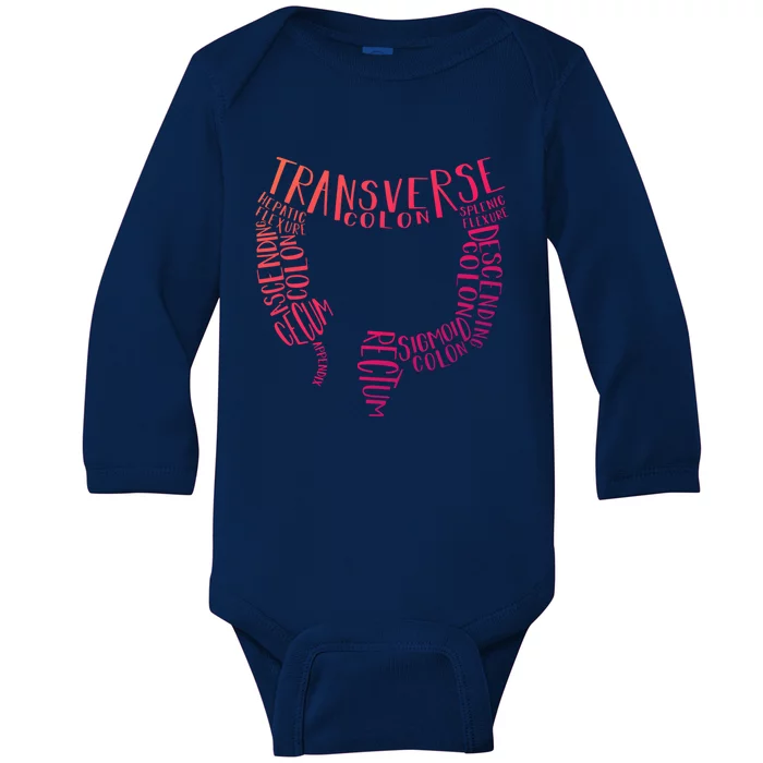 Nurse Endoscopy Colon Anatomy Mothers Day Gift Baby Long Sleeve Bodysuit