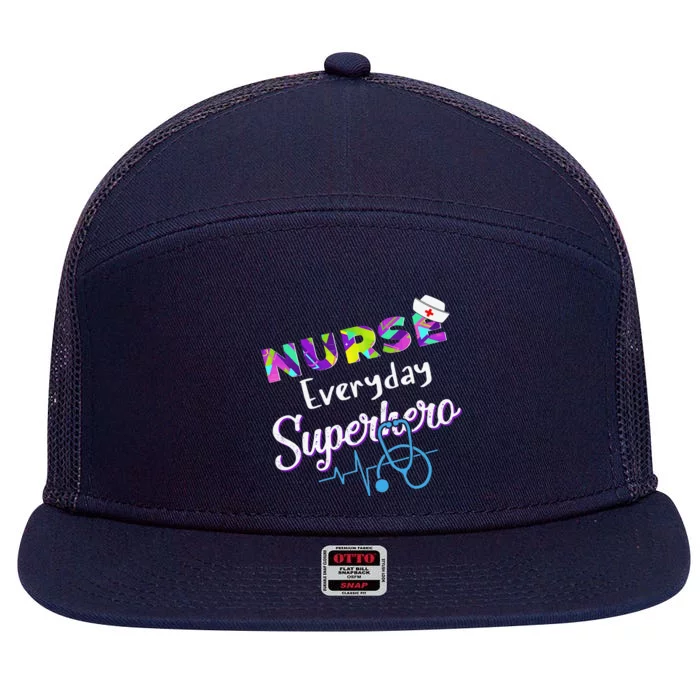 Nurse Every Day Superhero Coloring International Nurses Day 7 Panel Mesh Trucker Snapback Hat