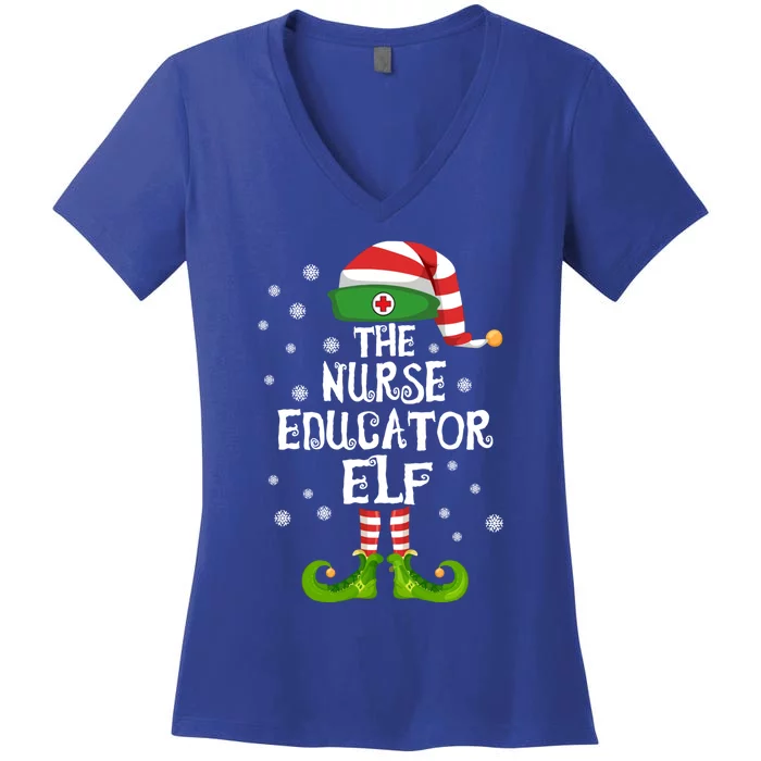 Nurse Educator Elf Family Matching Nursing Christmas Costume Great Gift Women's V-Neck T-Shirt