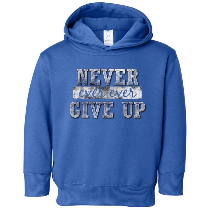 Never Ever Ever Give Up Motivational Inspirational Meaningful Gift Toddler Hoodie