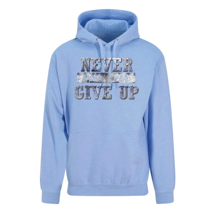 Never Ever Ever Give Up Motivational Inspirational Unisex Surf Hoodie