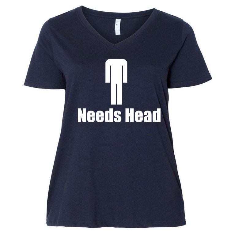 Needs Head Women's V-Neck Plus Size T-Shirt