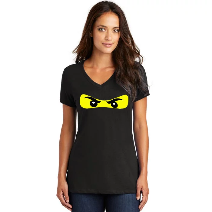 Ninja Eyes Funny Halloween Ninja Costume Women's V-Neck T-Shirt