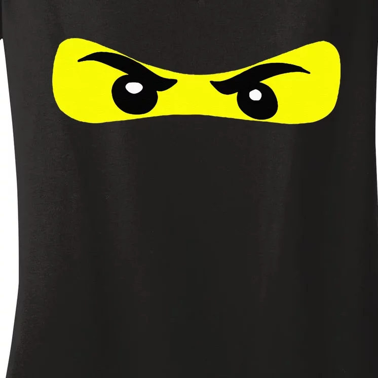 Ninja Eyes Funny Halloween Ninja Costume Women's V-Neck T-Shirt