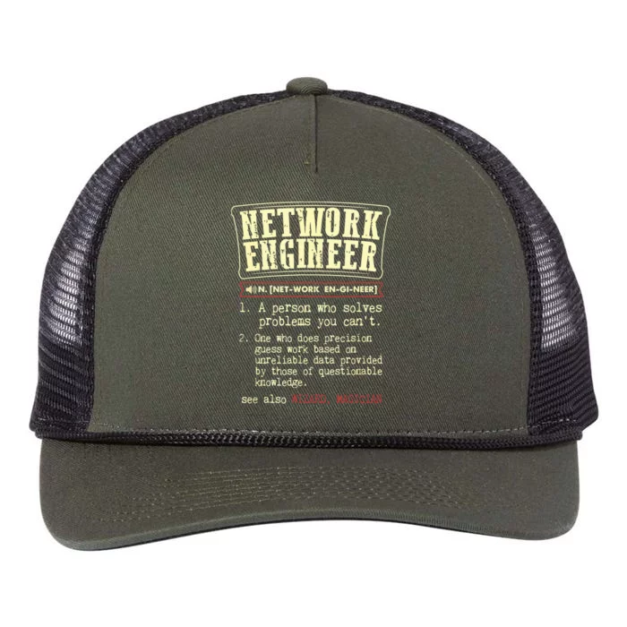 Network Engineer Funny Dictionary Definition Retro Rope Trucker Hat Cap