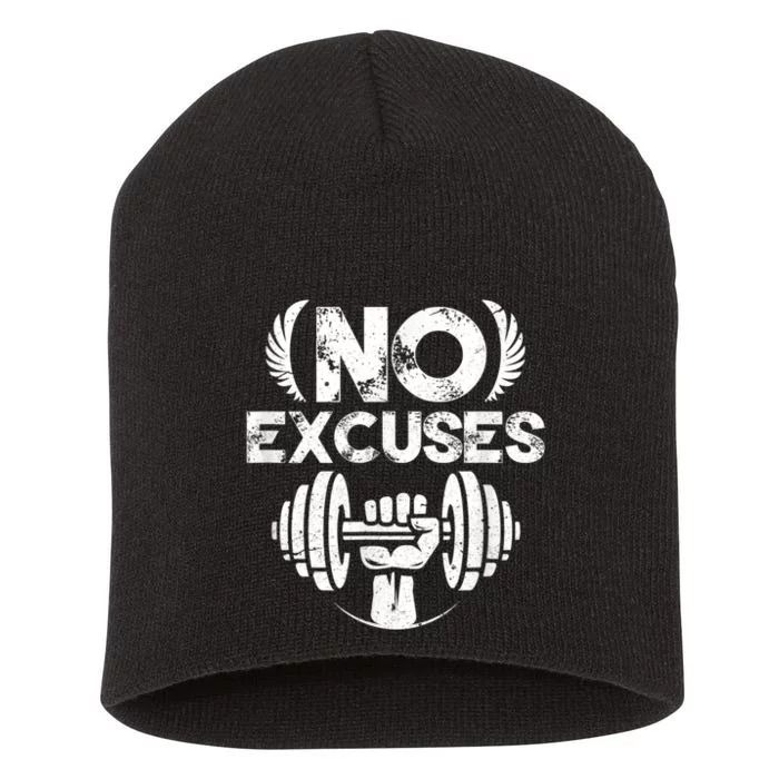 No Excuses Funny Bodybuilding Gym Workout Short Acrylic Beanie