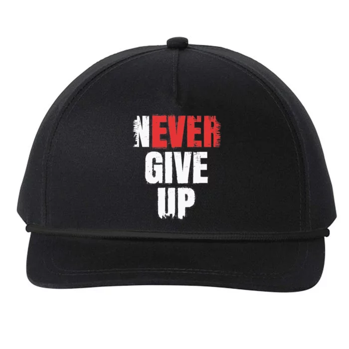 Never Ever Give Up Snapback Five-Panel Rope Hat