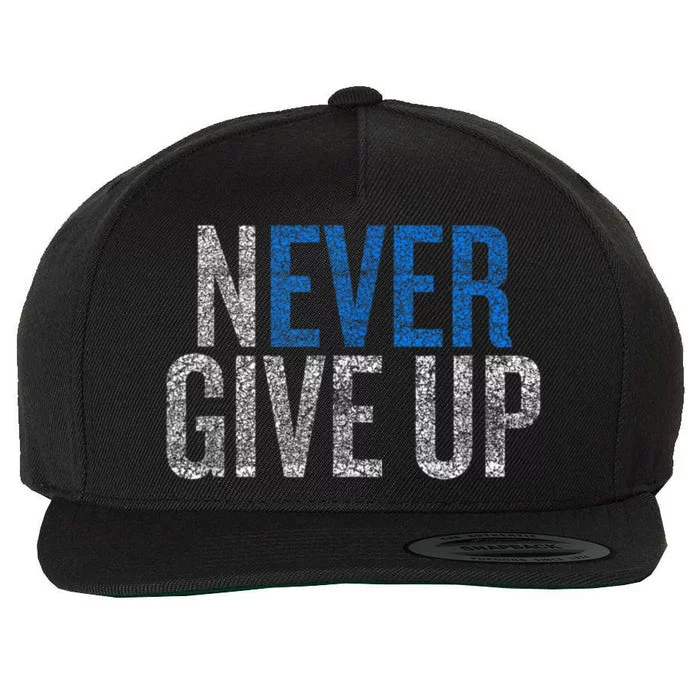 Never Ever Give Up Wool Snapback Cap