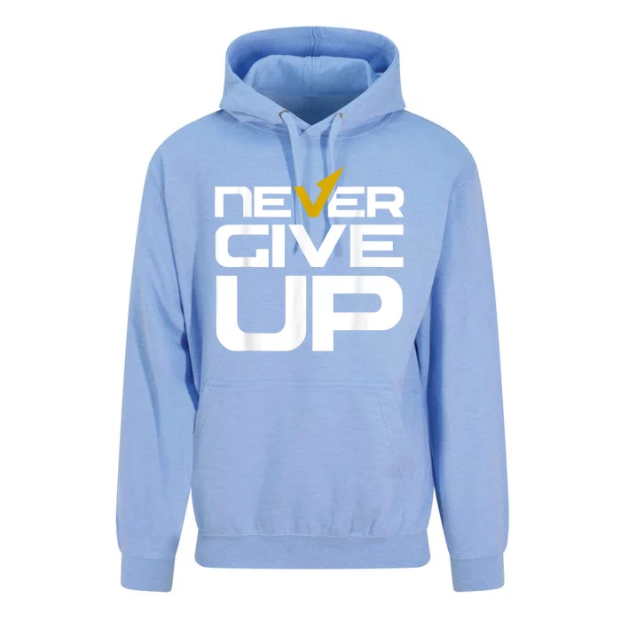 Never Ever Give Up Inspirational Motivational Quotes Saying Unisex Surf Hoodie