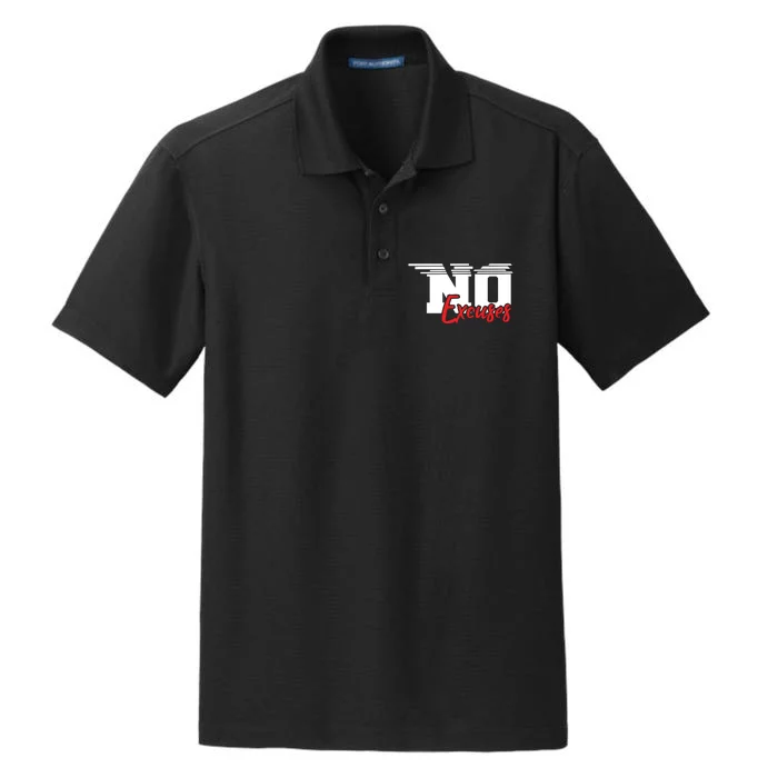 No Excuses Gym Motivation Graphic Dry Zone Grid Performance Polo