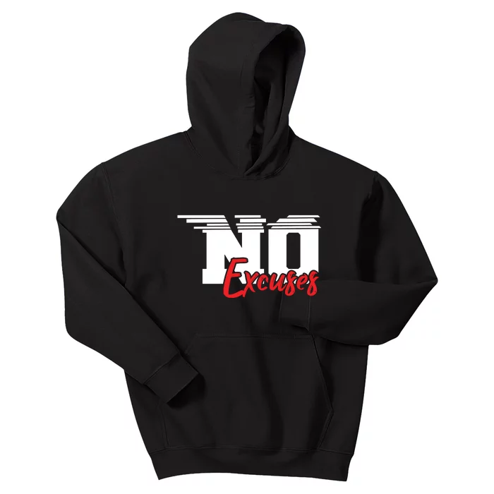 No Excuses Gym Motivation Graphic Kids Hoodie