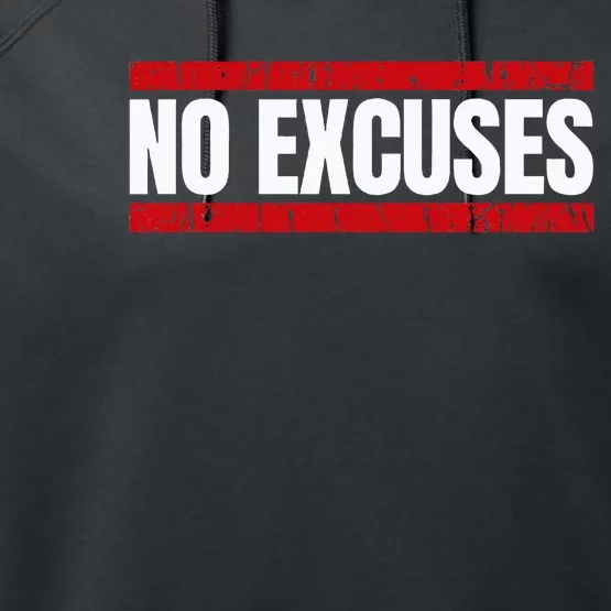 No Excuses Inspirational Saying Motivational Gym Workout Performance Fleece Hoodie