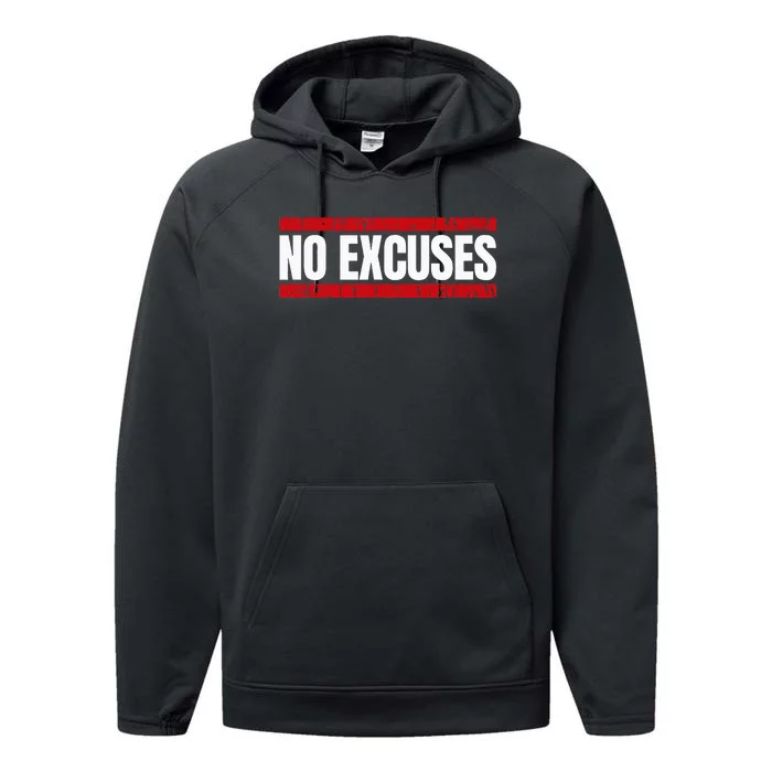 No Excuses Inspirational Saying Motivational Gym Workout Performance Fleece Hoodie